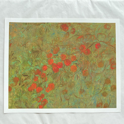 Abstract Persimmon Wall Art – Abundance & Certain Happiness (Fine Art Print) Fengxi Ni