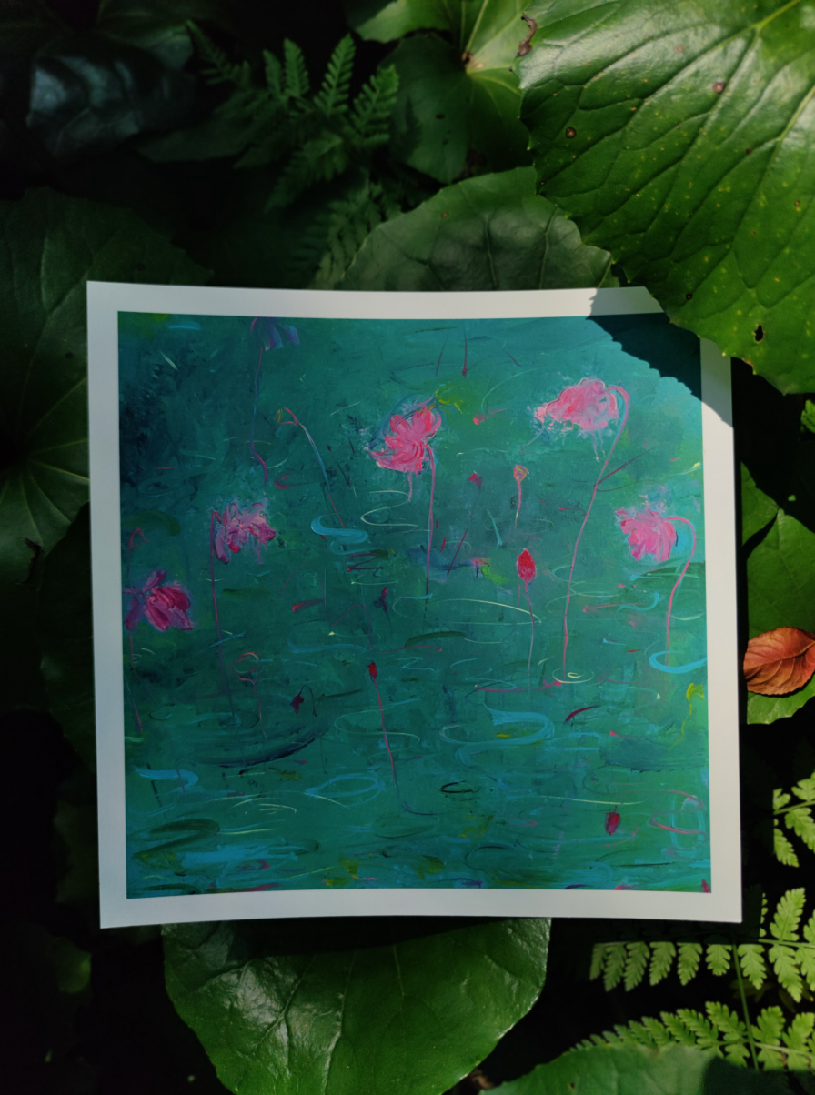 Abstract Lotus Wall Art – Lotus Breeze Rising (Fine Art Print) Fengxi Ni