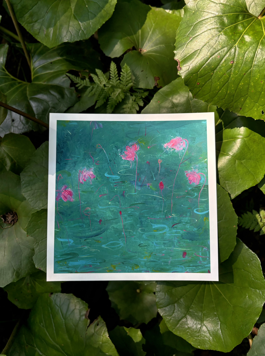Abstract Lotus Wall Art – Lotus Breeze Rising (Fine Art Print) Fengxi Ni
