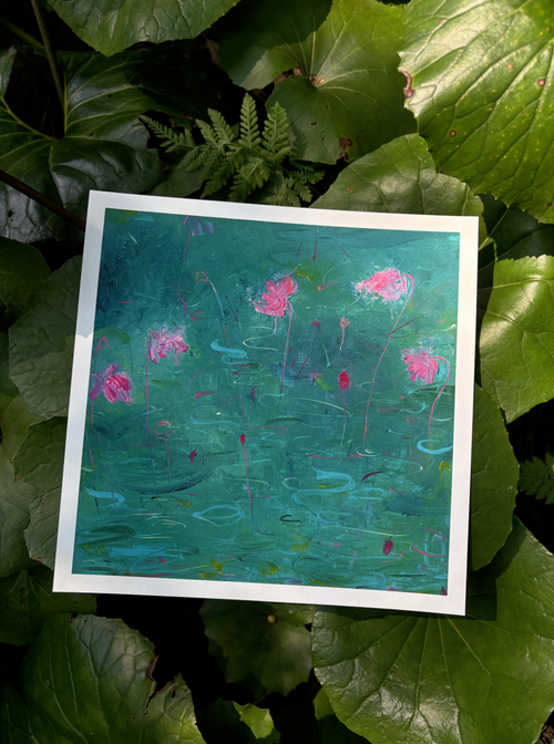 Abstract Lotus Wall Art – Lotus Breeze Rising (Fine Art Print) Fengxi Ni