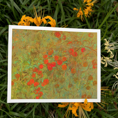 Abstract Persimmon Wall Art – Abundance & Certain Happiness (Fine Art Print) Fengxi Ni