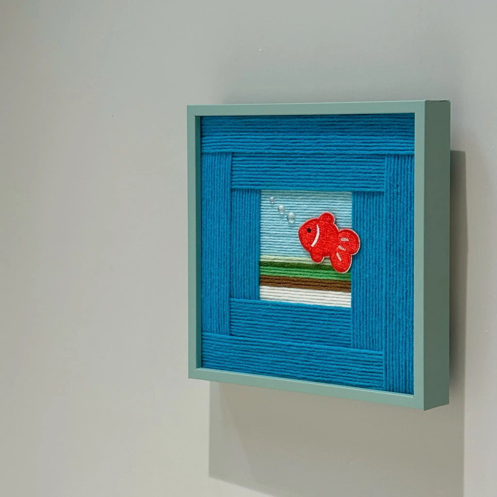 Little Goldfish on the Wall Fiber Art by Good Monica Good Monica
