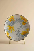 Mimosa & Warbler Round Dessert Plate By ChiSu ChiSu