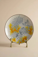 Mimosa & Warbler Round Dessert Plate By ChiSu ChiSu