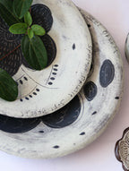Rustic Stoneware Handmade Plate - Sage Garden Bloom Xin Feng Wang