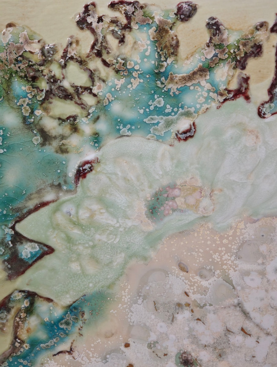 High-Temperature Glaze Ceramic Painting –A White Leaf, A Jade Lotus (Original 1/1) Xianyue Lee