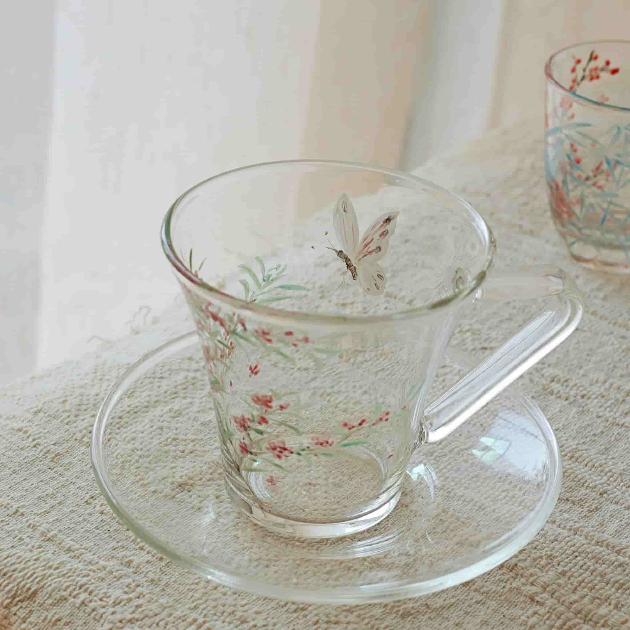 Peach Blossom Coffee Cup & Saucer Set by ShiYu ShiYu