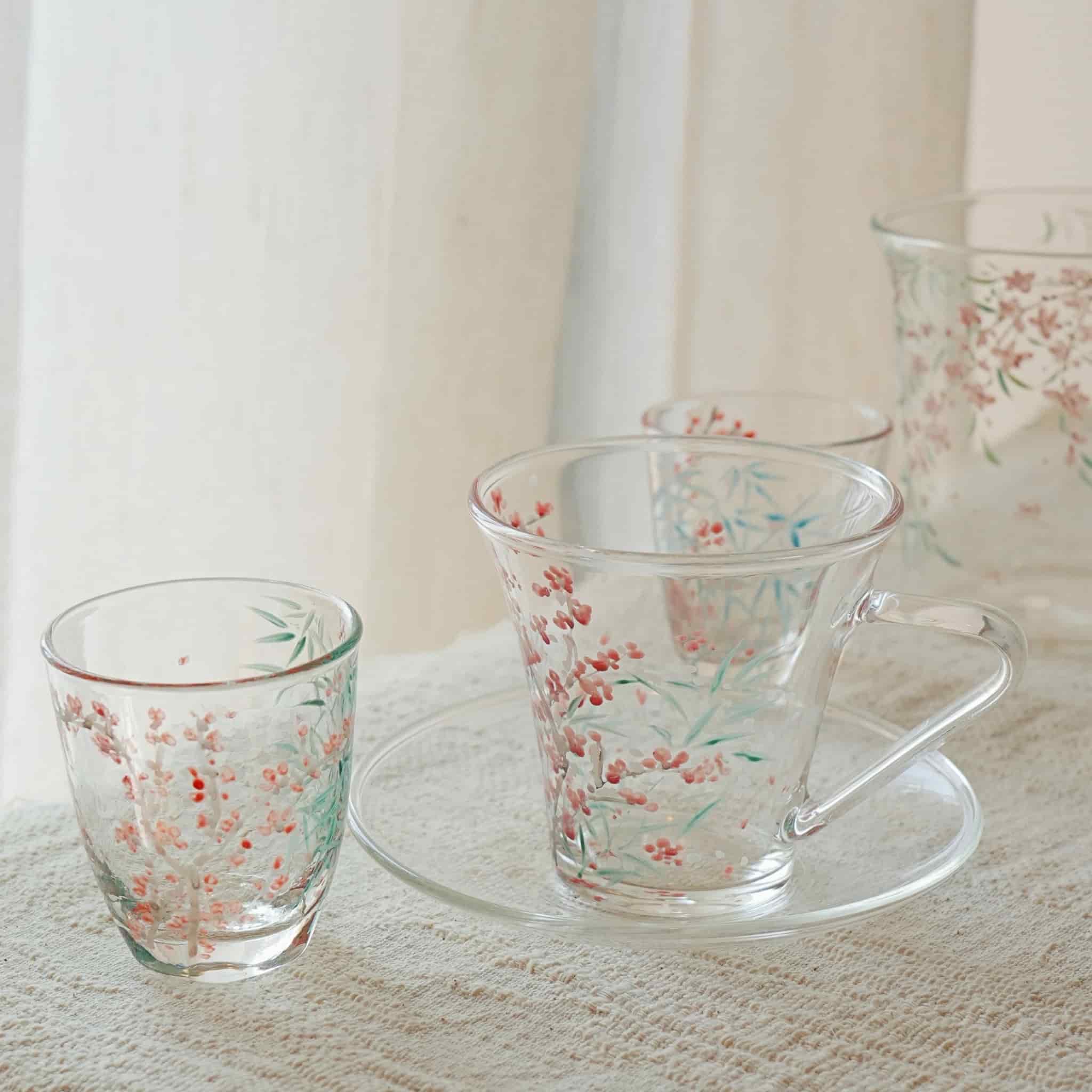 Peach Blossom Coffee Cup & Saucer Set by ShiYu ShiYu