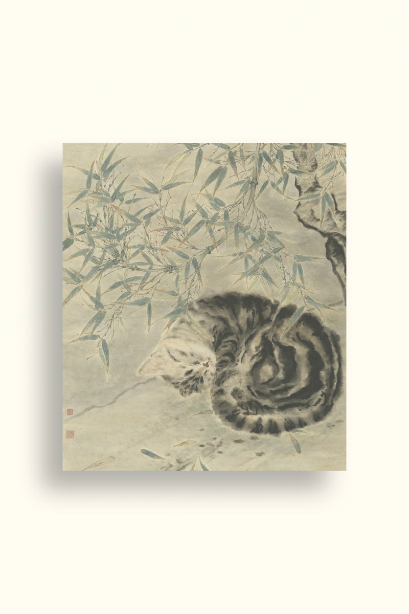 Chinese Mogu Bird-and-Flower Painting – Resting in Bamboo Shade Jing Li
