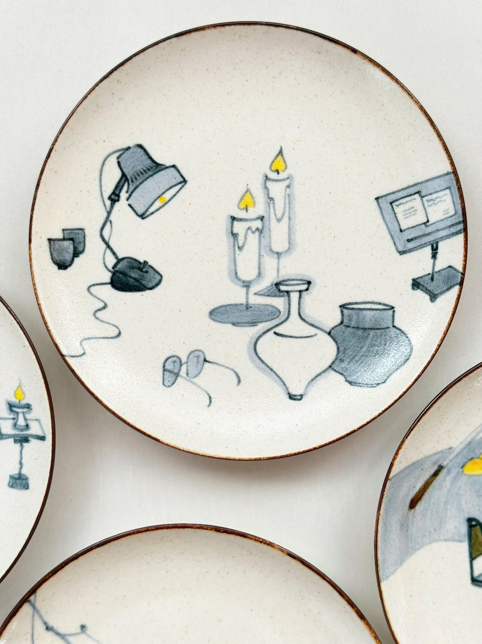 French Leisure Hand-Painted Round Dessert Plate – Candlelight Dinner II Chi Su