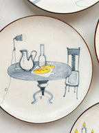 French Leisure Hand-Painted Round Dessert Plate – Candlelight Dinner II Chi Su