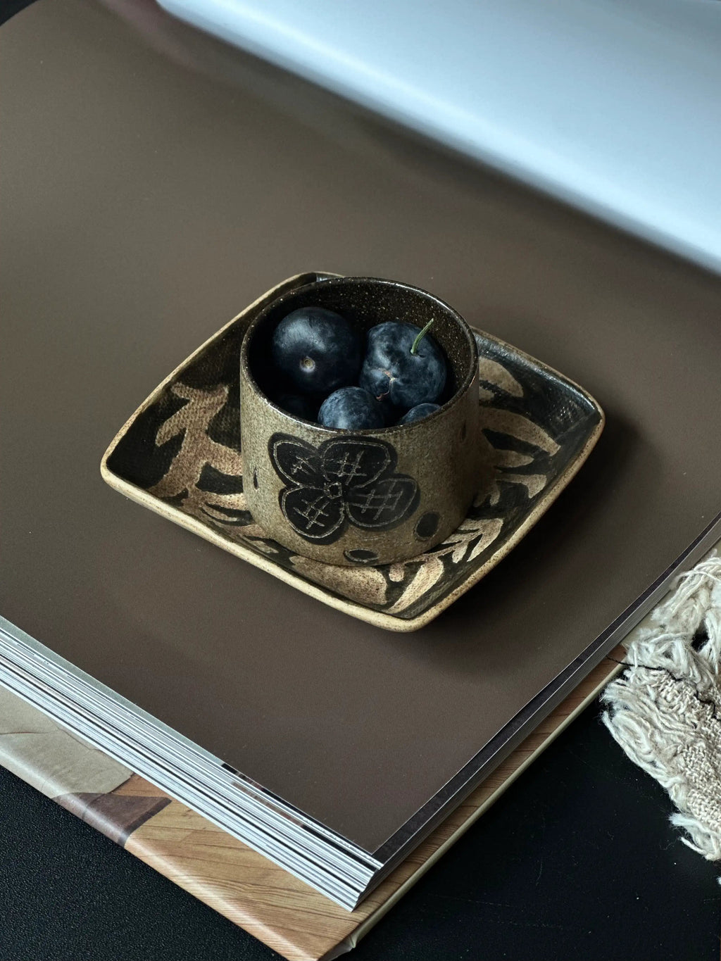 Rustic Stoneware Hand-Painted Cup-Carefree Style I Xin Feng Wang