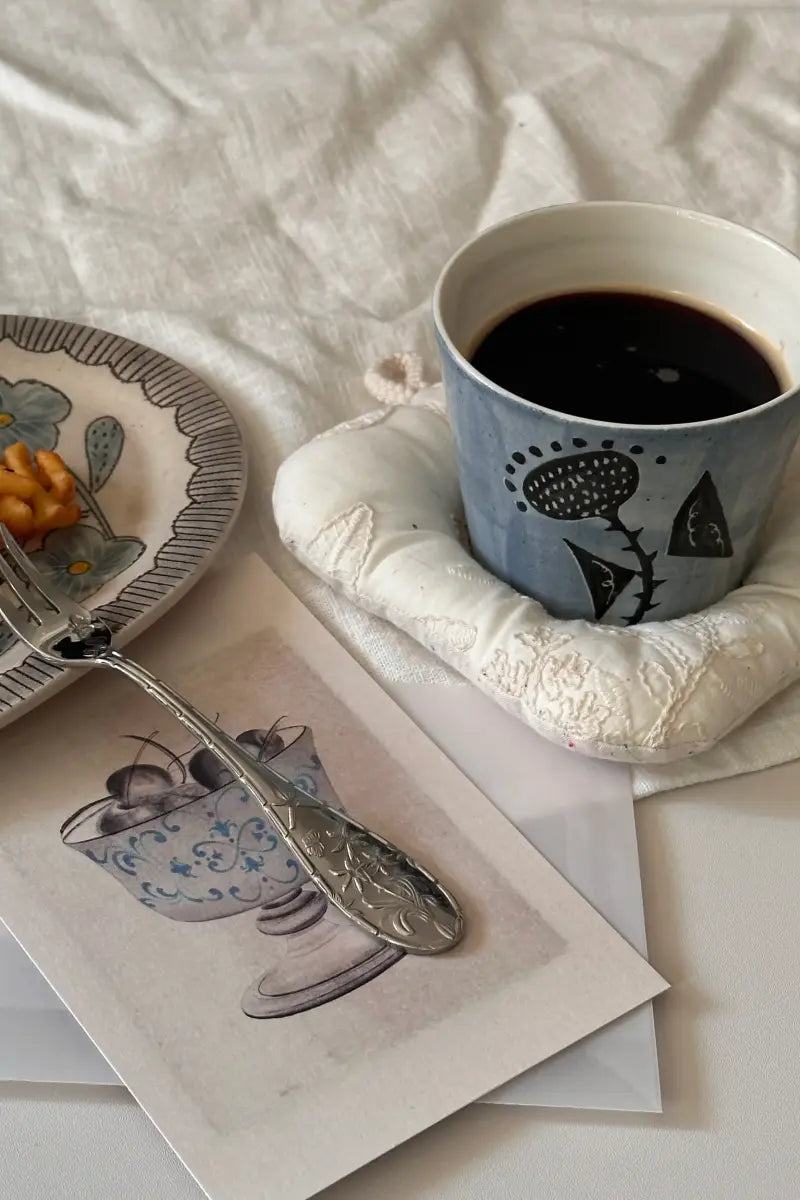 Rustic Stoneware Hand-Painted Mug-Persicaria Perfoliata Walk Xin Feng Wang