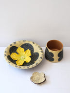 Rustic Stoneware Handmade Plate - Star-Bloom Flower Xin Feng Wang