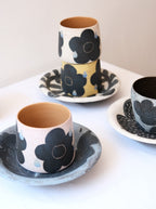 Rustic Stoneware Handmade Tumbler & Incense Holder -Summer Flower Rain Xin Feng Wang