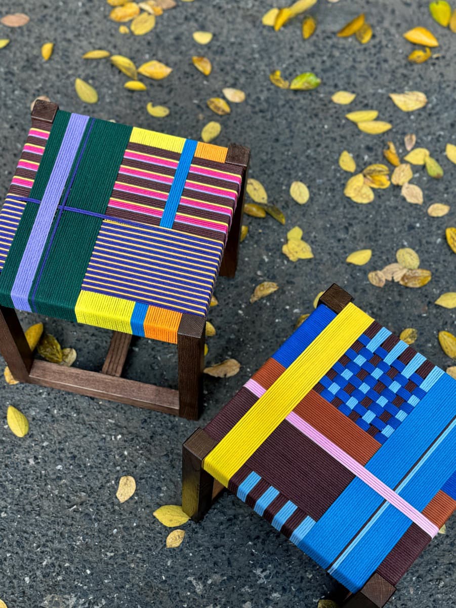 The "Central Perk" Trio: Hand-Woven Stools Good Monica