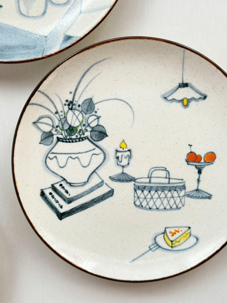 French Leisure Hand-Painted Round Dessert Plate – Candlelight Dinner II Chi Su