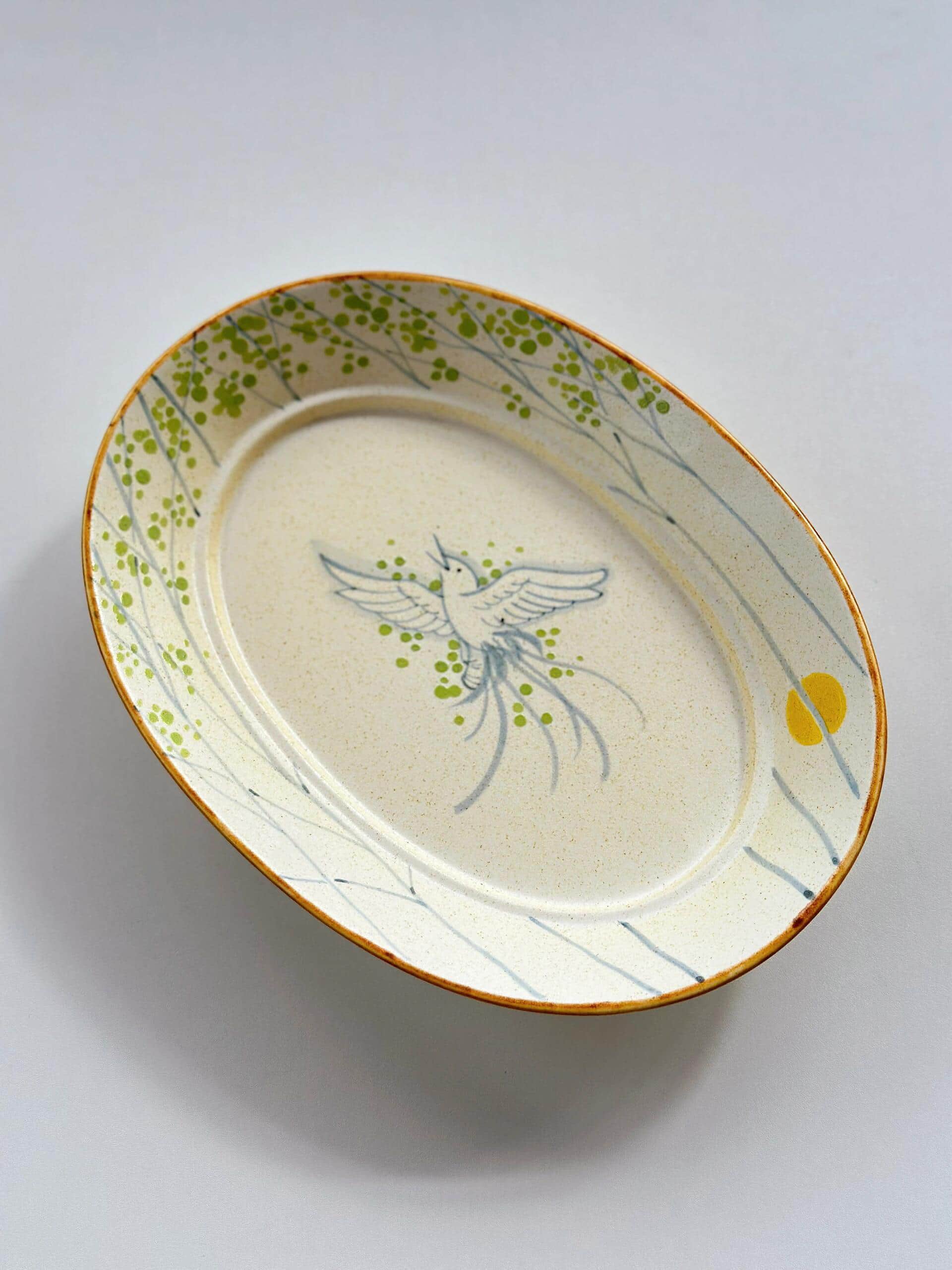 Spring Flight Hand-Painted Oval Ceramic Plate Chi Su