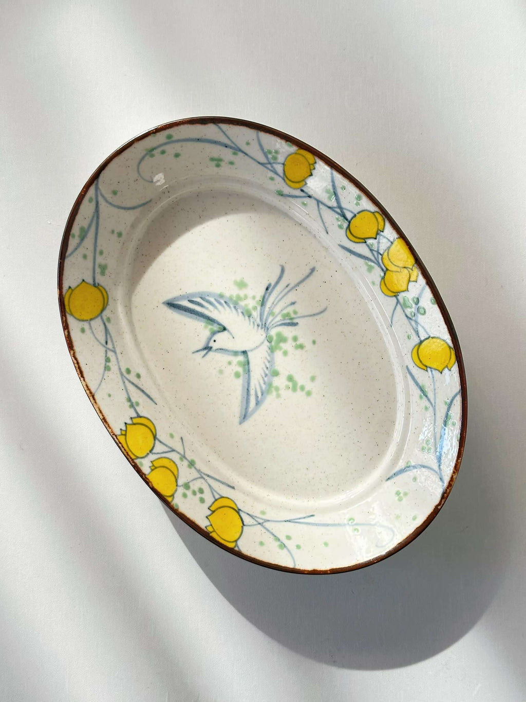 Spring Prelude Hand-Painted Oval Ceramic Plate Chi Su