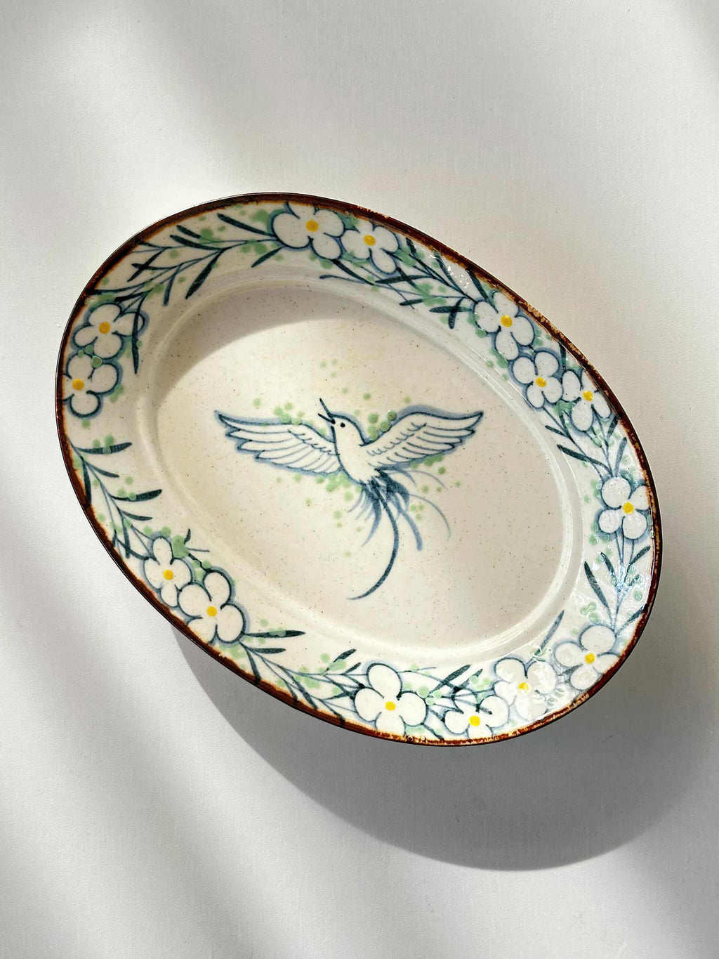 Spring Prelude Hand-Painted Oval Ceramic Plate Chi Su