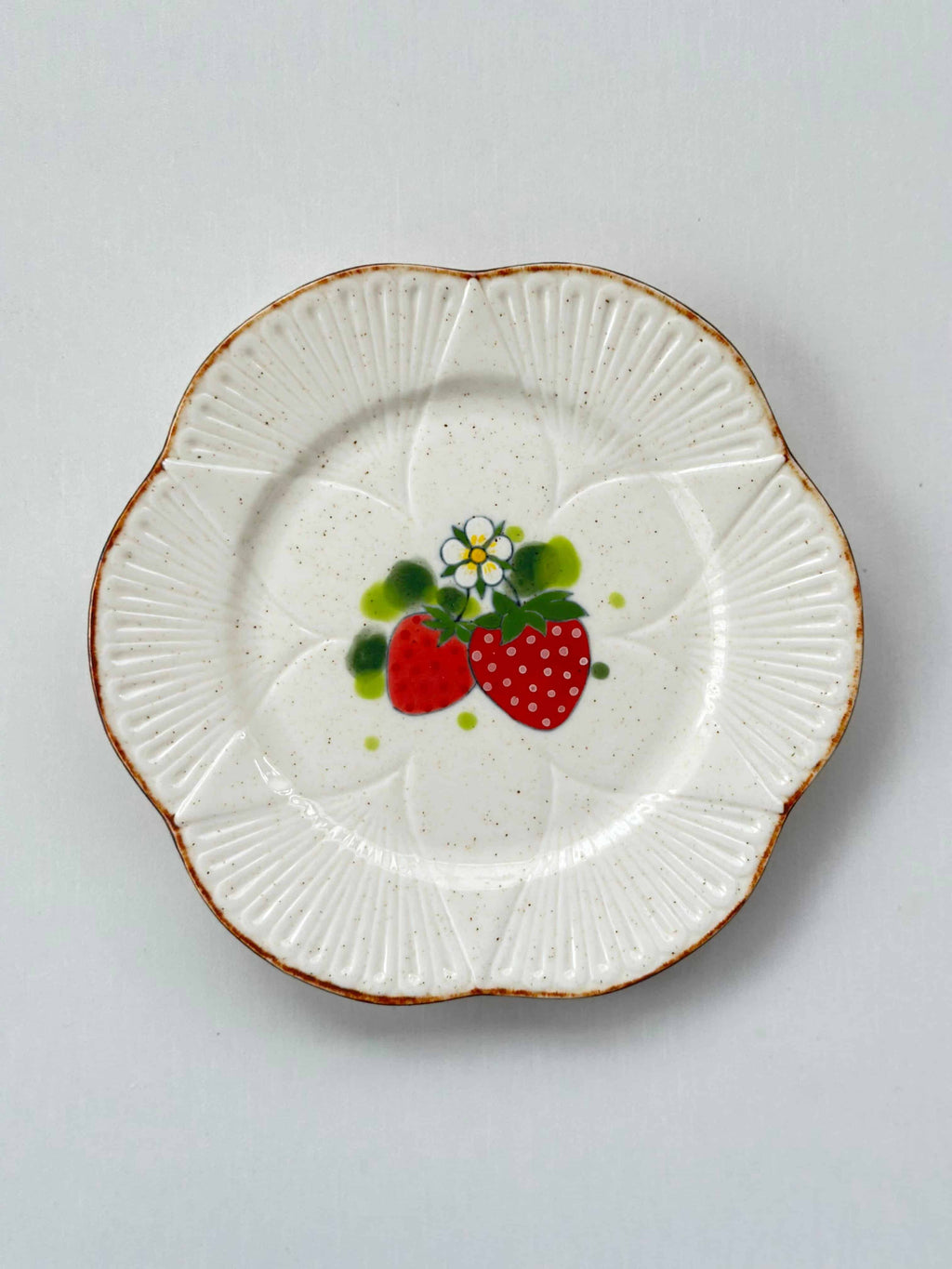 Strawberry Blossom Round Dessert Plate By ChiSu ChiSu