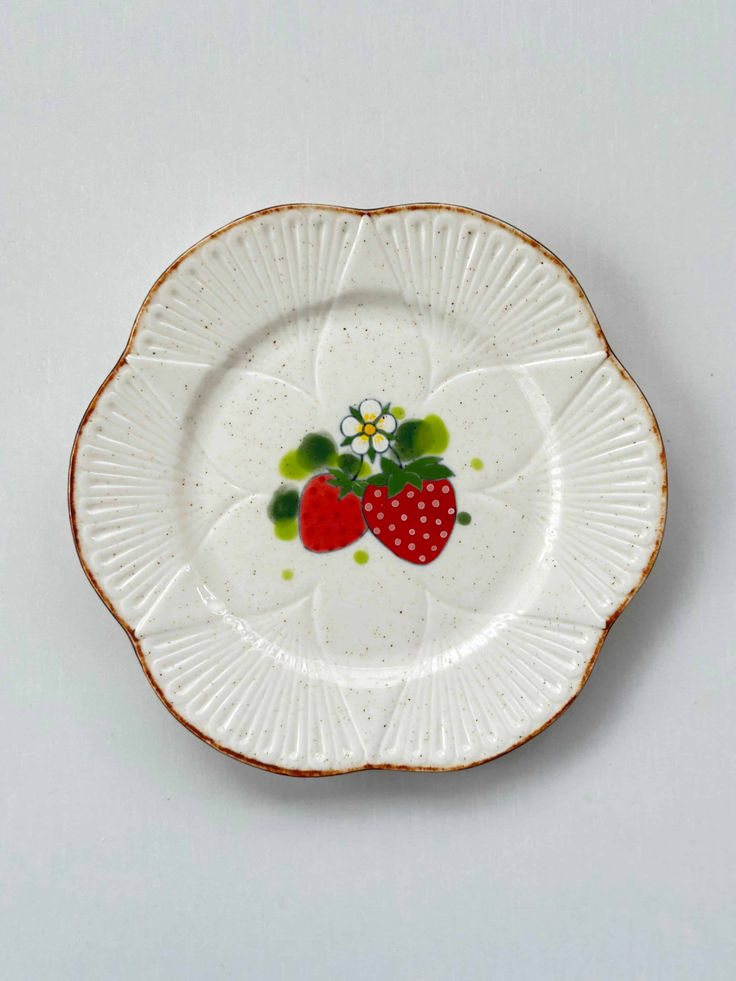 Strawberry Blossom Round Dessert Plate By ChiSu ChiSu