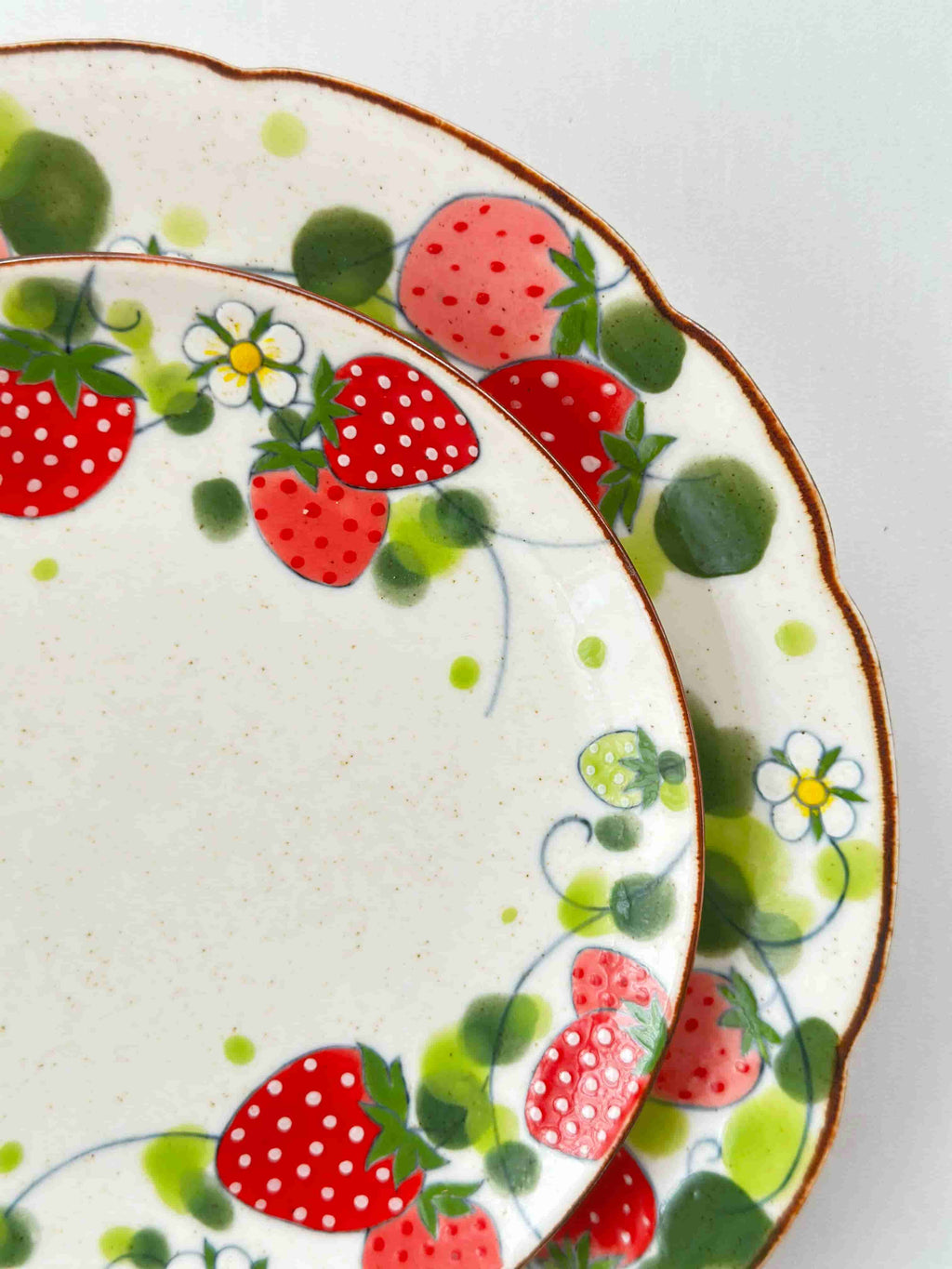 Strawberry Blossom Round Dessert Plate By ChiSu ChiSu