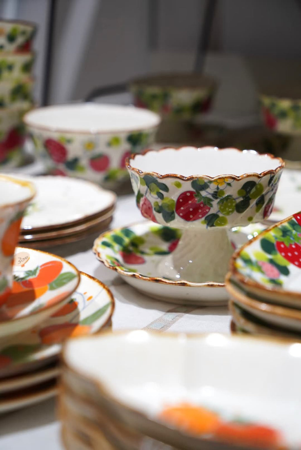 Strawberry Garden Hand-Painted Dessert Cup & Saucer Set Chi Su