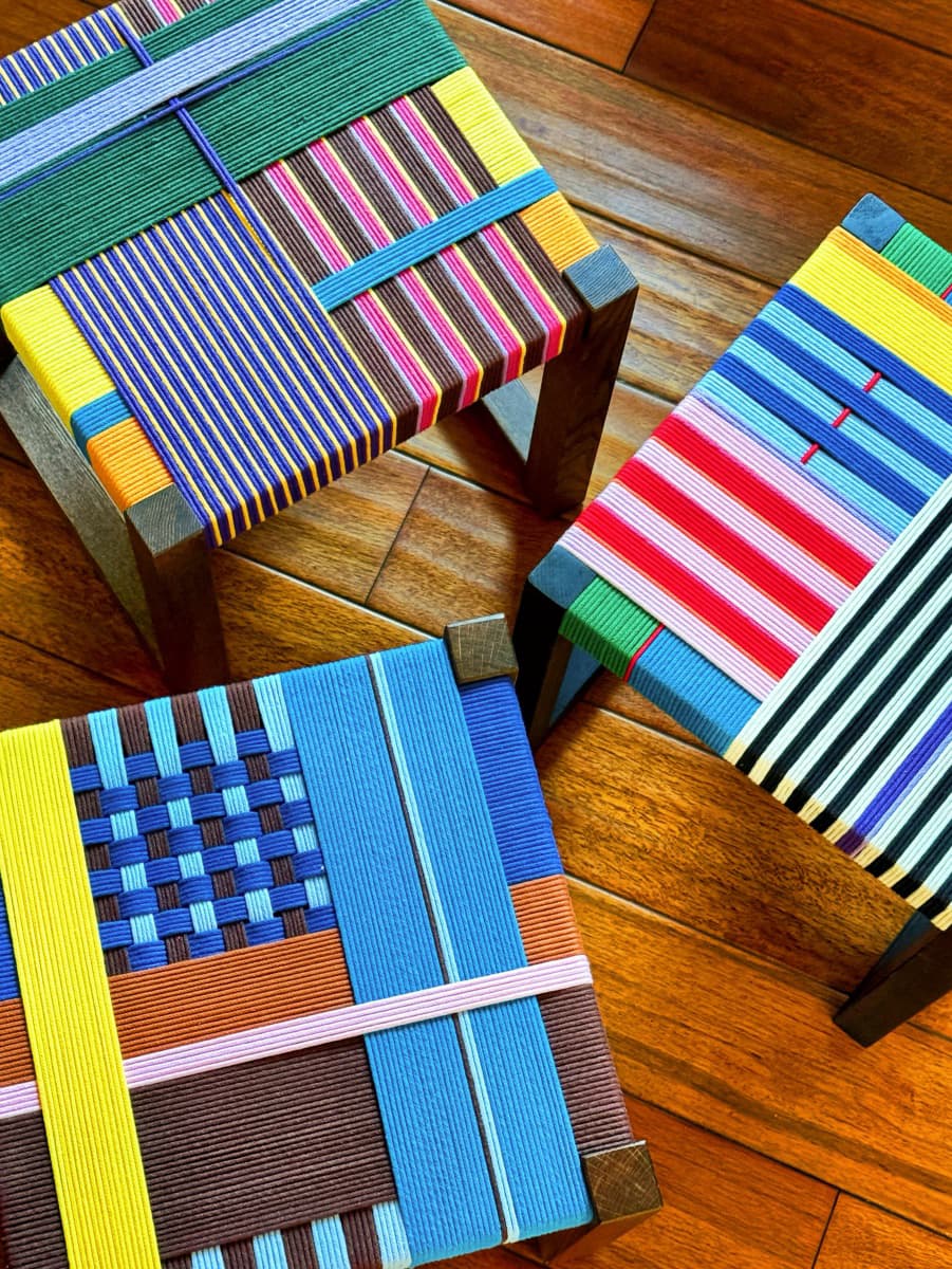 The "Central Perk" Trio: Hand-Woven Stools Good Monica