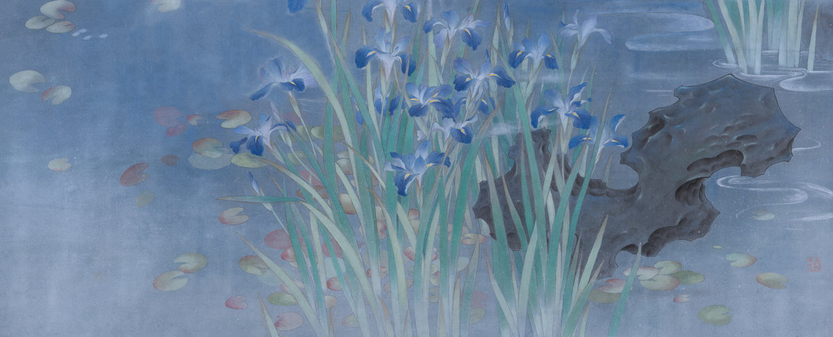 Chinese Gongbi Bird-and-Flower Painting – Dawn Mist over Quiet Ripples Jing Li