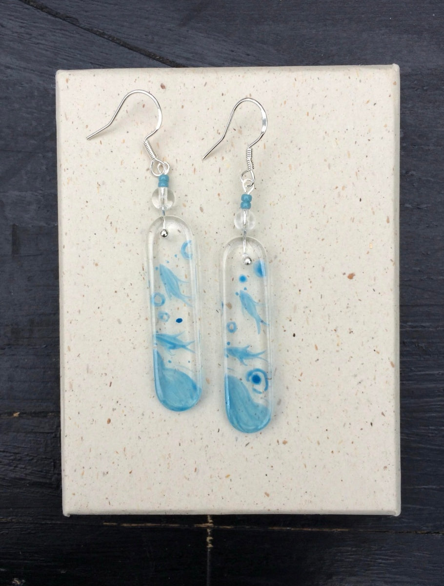 Hand-painted Glass Earrings -Song in Water One Shower Studio