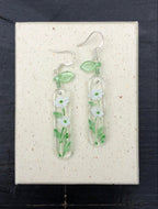 Hand-painted Glass Earrings -Little Daisy One Shower Studio