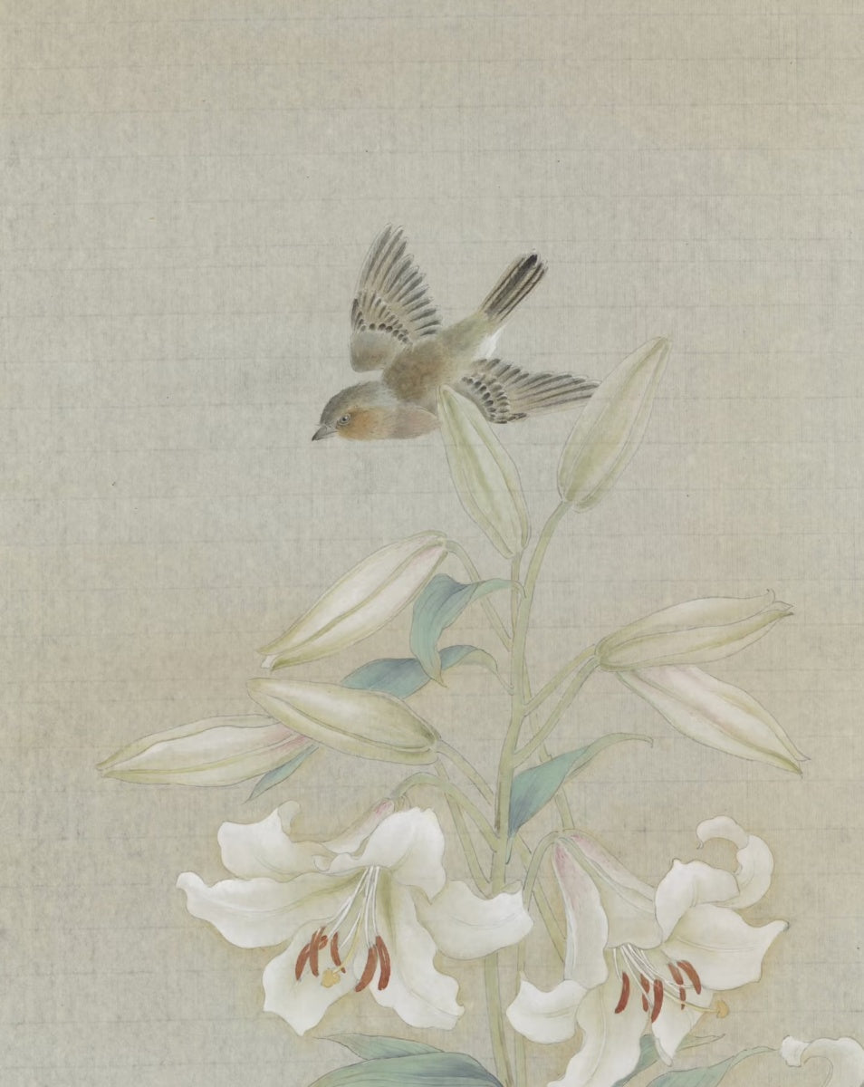 Chinese Gongbi Bird-and-Flower Painting – Lilies in the Quiet Valley Jing Li