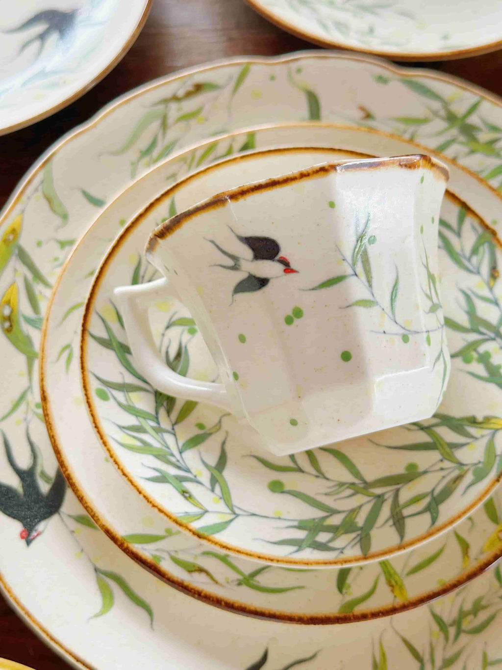 Willow & Swallow Espresso Cup with Saucer Set By ChiSu ChiSu