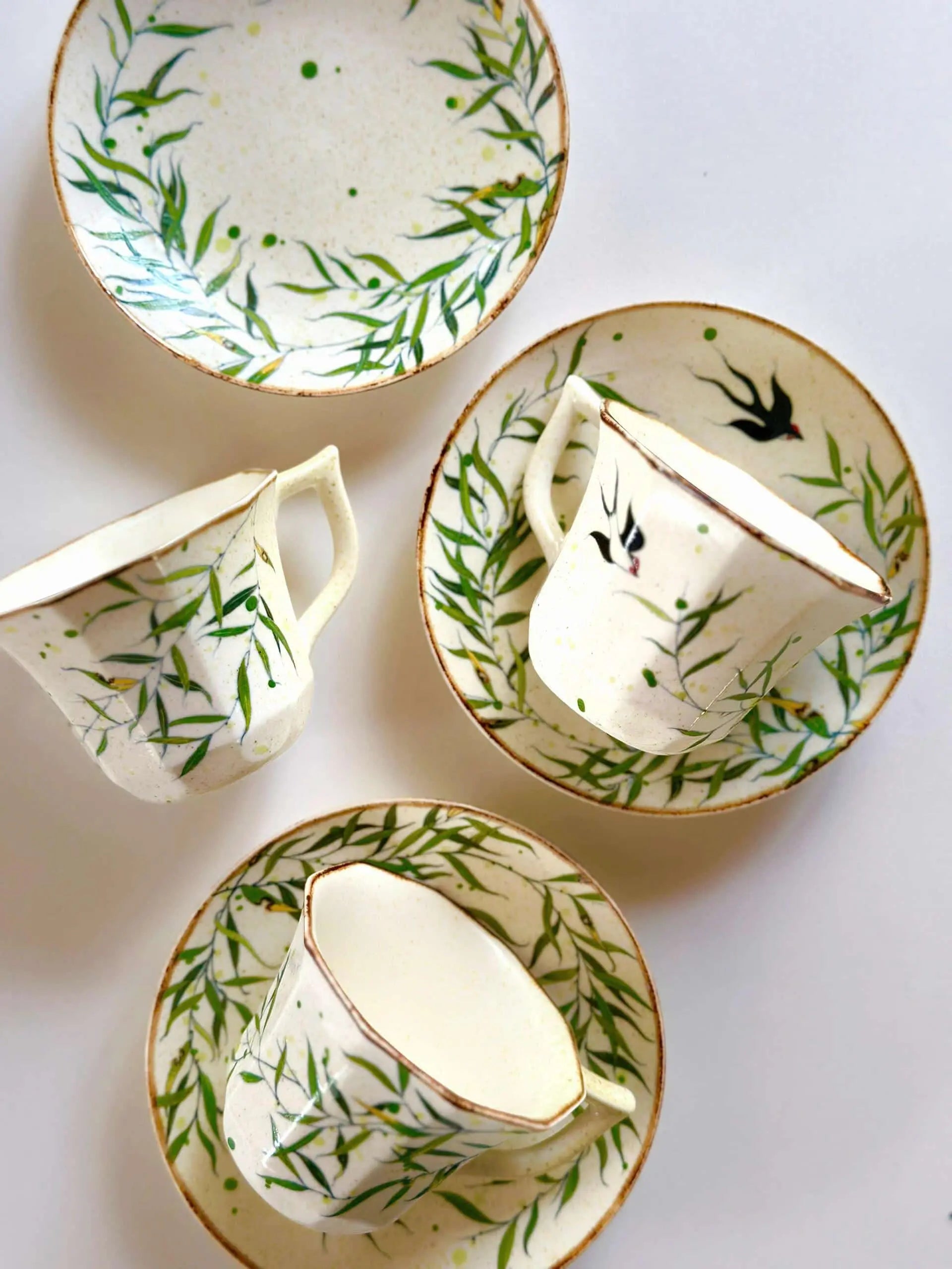 Willow & Swallow Espresso Cup with Saucer Set By ChiSu ChiSu