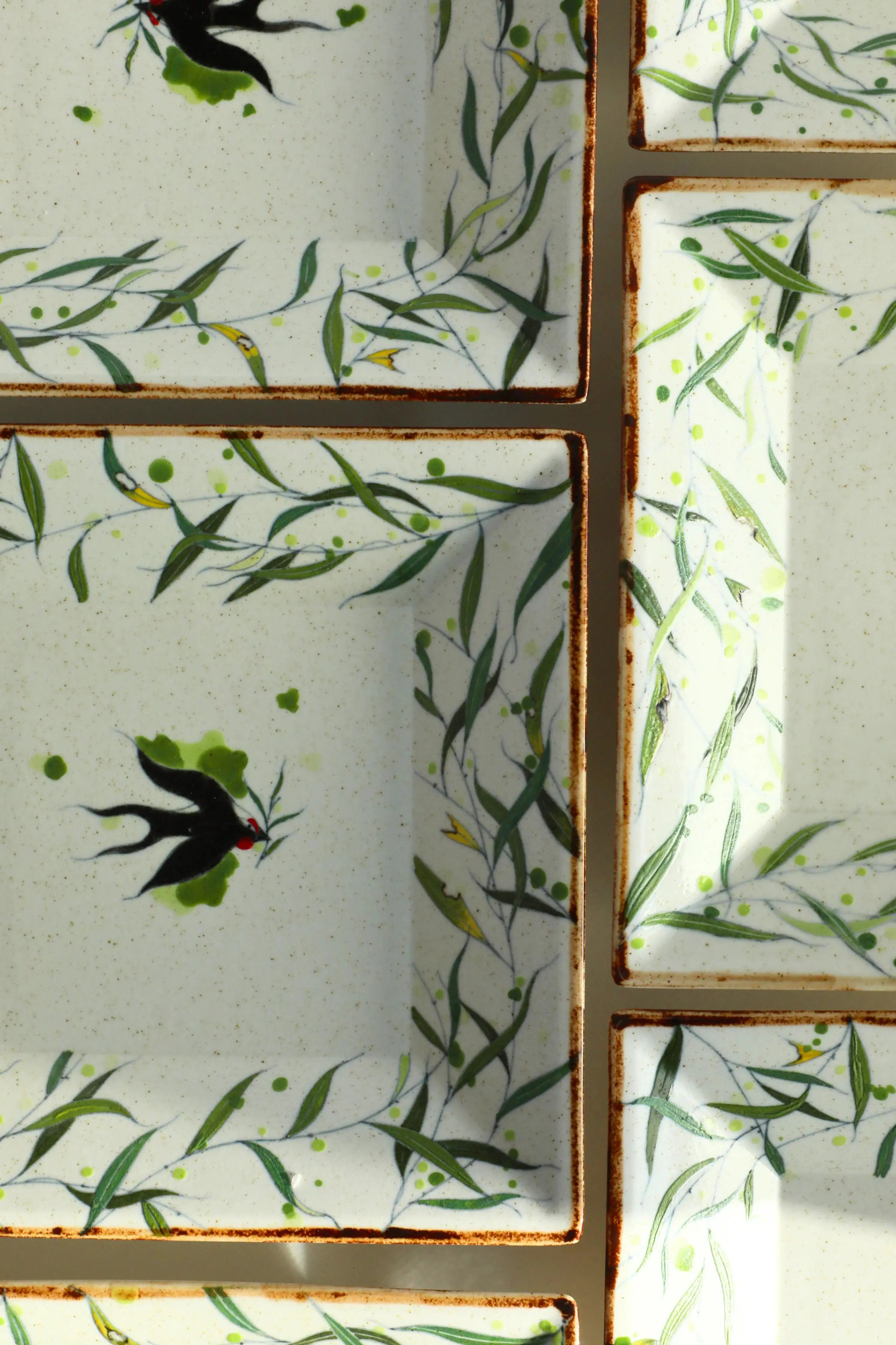 Willow & Swallow Square Dessert Plate By ChiSu ChiSu