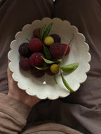 Rustic Stoneware Hand-Built Bowl - Cool Summer Petal Edge Xin Feng Wang