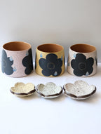 Rustic Stoneware Handmade Tumbler & Incense Holder -Summer Flower Rain Xin Feng Wang