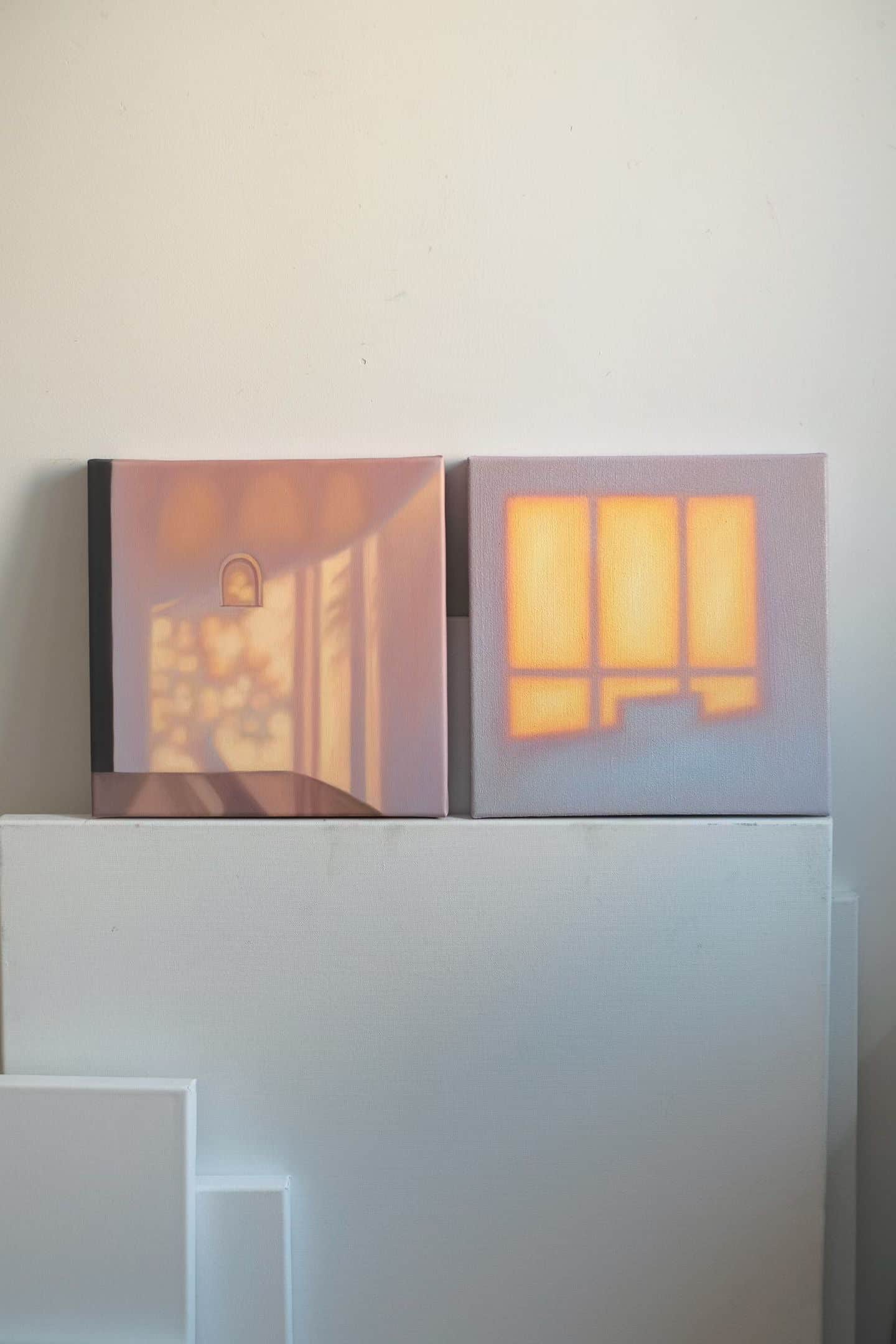 Texture & Light Oil Painting – Golden Window Pane Nian San